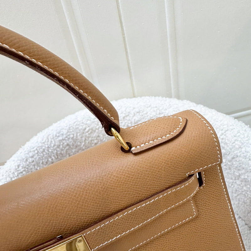 Hermes Vintage Kelly 28 Sellier in Natural Courcheval Leather and GHW