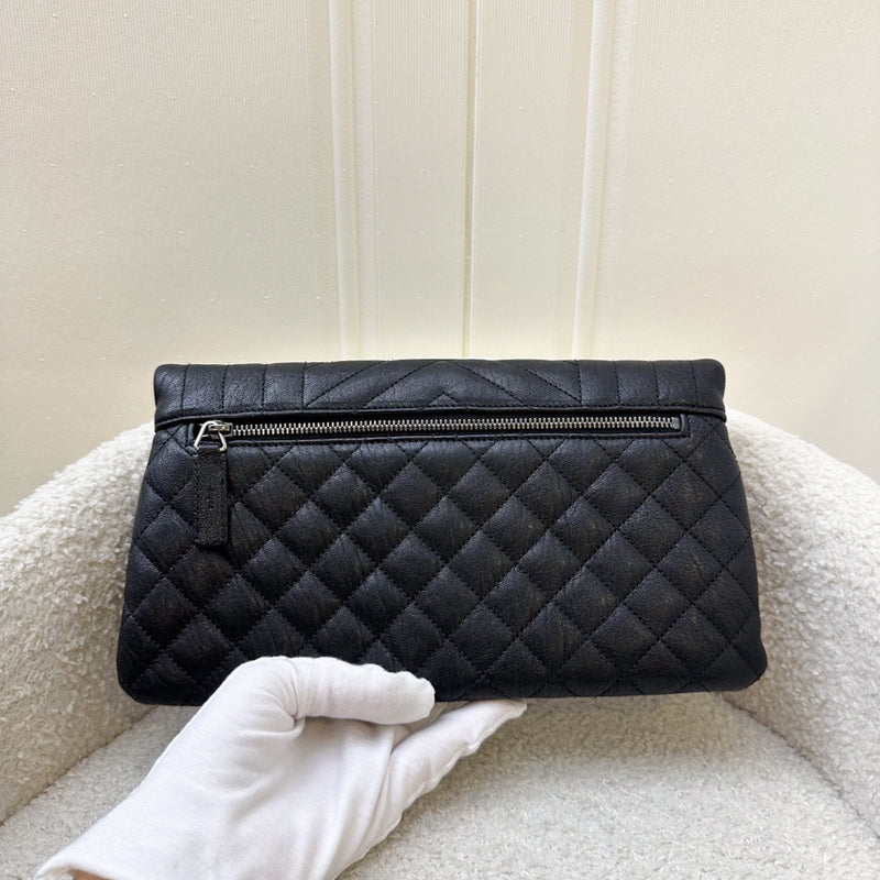 YSL Tri-Quilt Monogram West Hollywood Clutch in Black Calfskin and RHW