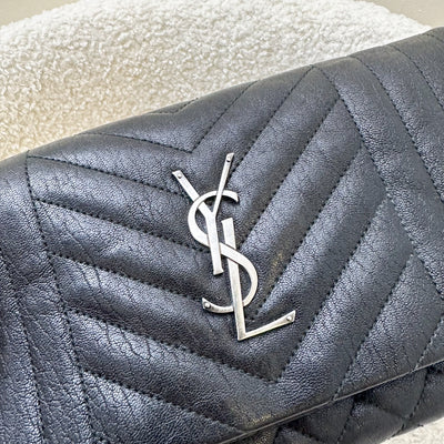 YSL Tri-Quilt Monogram West Hollywood Clutch in Black Calfskin and RHW