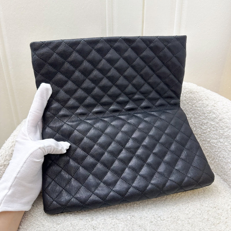 YSL Tri-Quilt Monogram West Hollywood Clutch in Black Calfskin and RHW