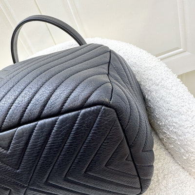 Chanel 16A Bucket Bag in Black Chevron Quilted Deerskin and RHW