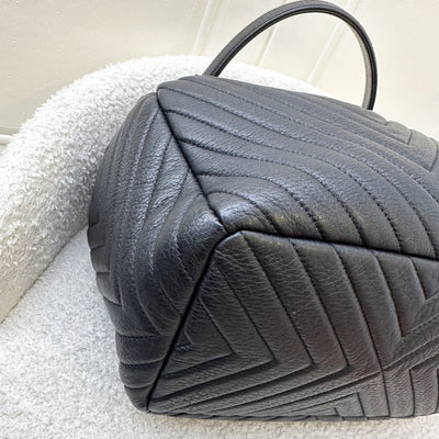 Chanel 16A Bucket Bag in Black Chevron Quilted Deerskin and RHW