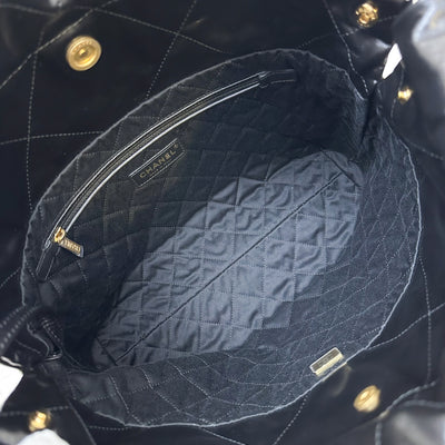 Chanel 22 Small Hobo Bag in Black Shiny Calfskin and AGHW