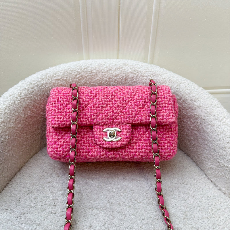 Chanel Classic Mini Rectangle Flap Bag in Pink Tweed and LGHW