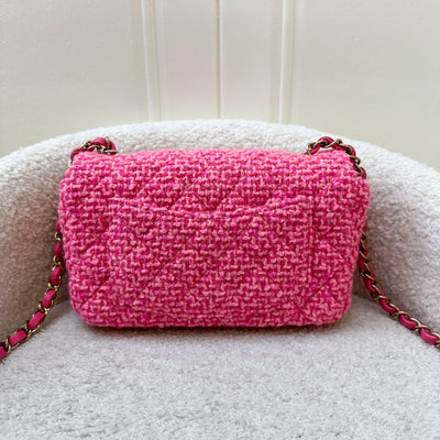 Chanel Classic Mini Rectangle Flap Bag in Pink Tweed and LGHW