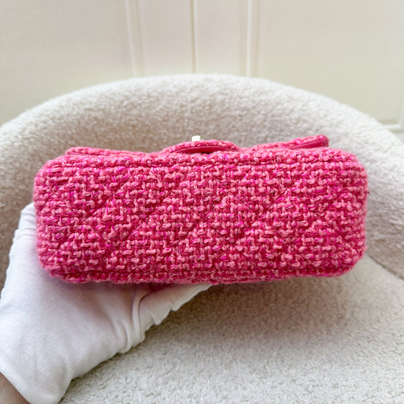 Chanel Classic Mini Rectangle Flap Bag in Pink Tweed and LGHW