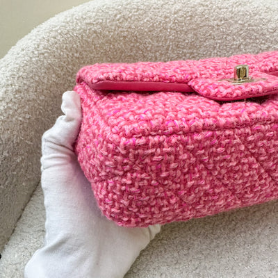 Chanel Classic Mini Rectangle Flap Bag in Pink Tweed and LGHW