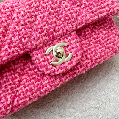 Chanel Classic Mini Rectangle Flap Bag in Pink Tweed and LGHW