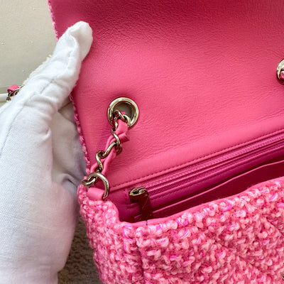 Chanel Classic Mini Rectangle Flap Bag in Pink Tweed and LGHW