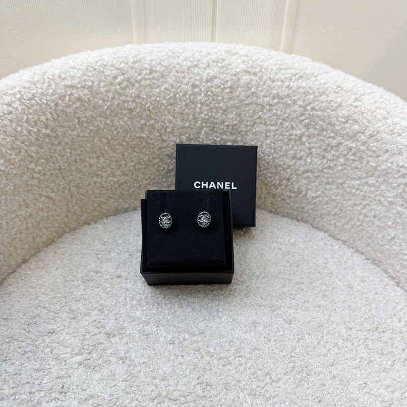 Chanel Oval Earrings in Dark SHW