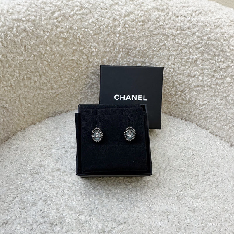 Chanel Oval Earrings in Dark SHW