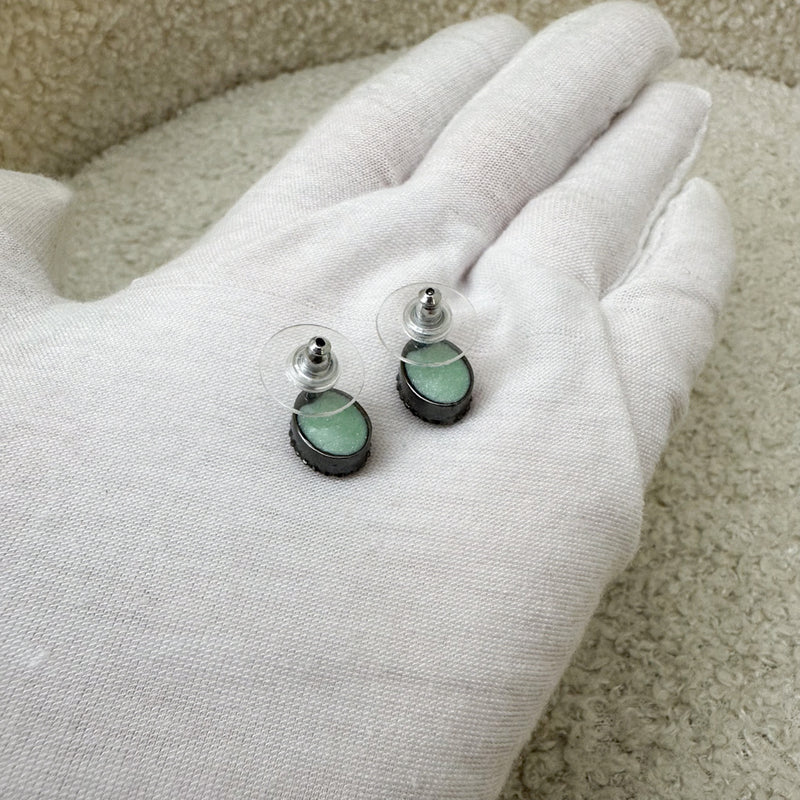 Chanel Oval Earrings in Dark SHW