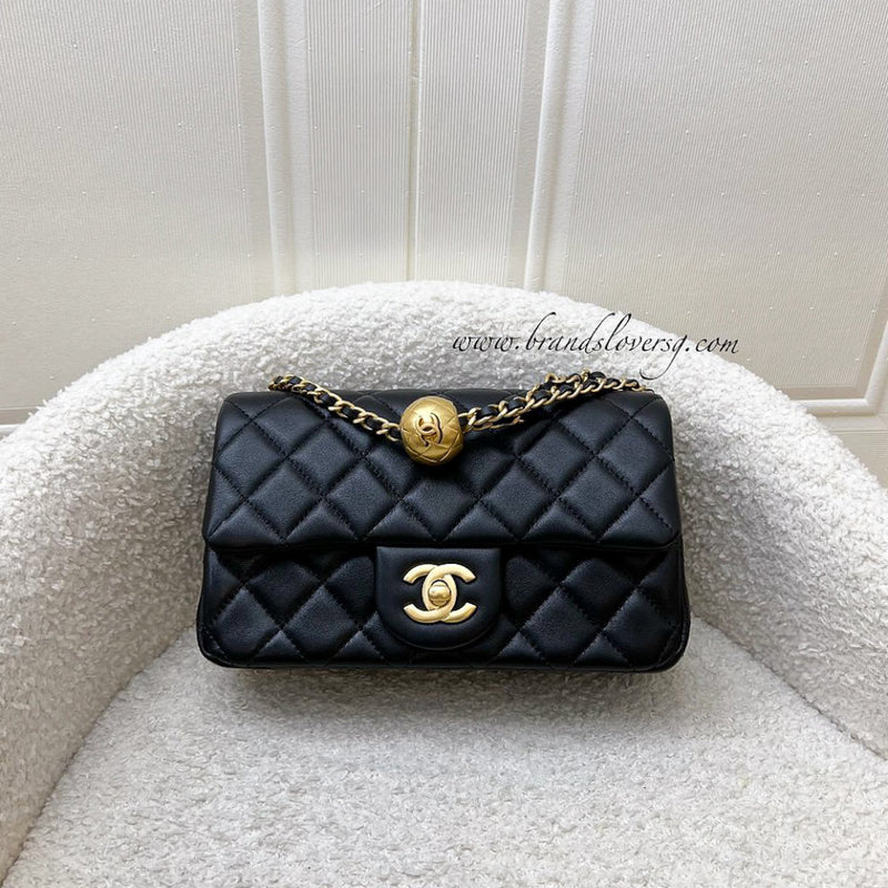 Chanel Pearl Crush Mini Rectangle Flap in 24K Black Stiff Lambskin