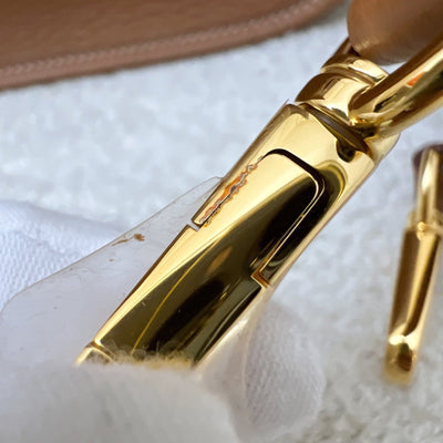 [New Short Strap] Hermes Mini Evelyne TPM in Gold Clemence Leather with Gold Strap and GHW