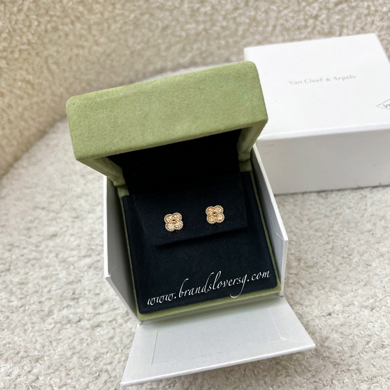 Van Cleef & Arpels VCA Sweet Alhambra Ear Studs in Hammered 18K Rose Gold (Ref: VCARO8DB00)