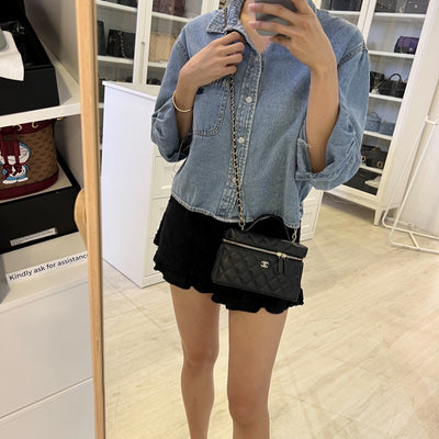 [Brand New Aug 2025] Chanel 25B Vanity / Clutch with Chain (LP Style Bag) in Black Caviar and LGHW (Model: AP4385)