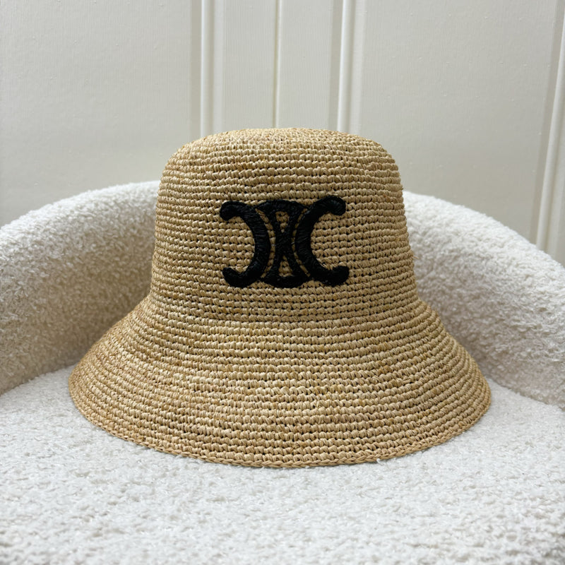 Celine Triomphe Bucket Hat in Raffia Small Size