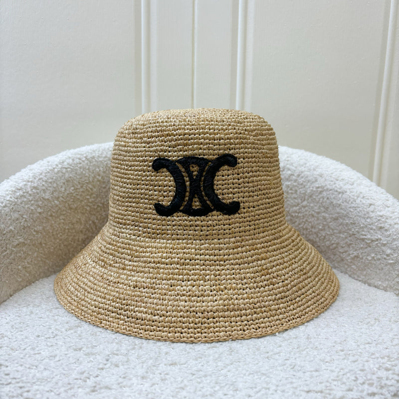 Celine Triomphe Bucket Hat in Raffia Small Size