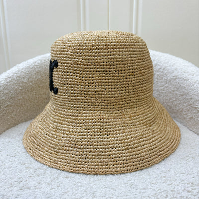 Celine Triomphe Bucket Hat in Raffia Small Size