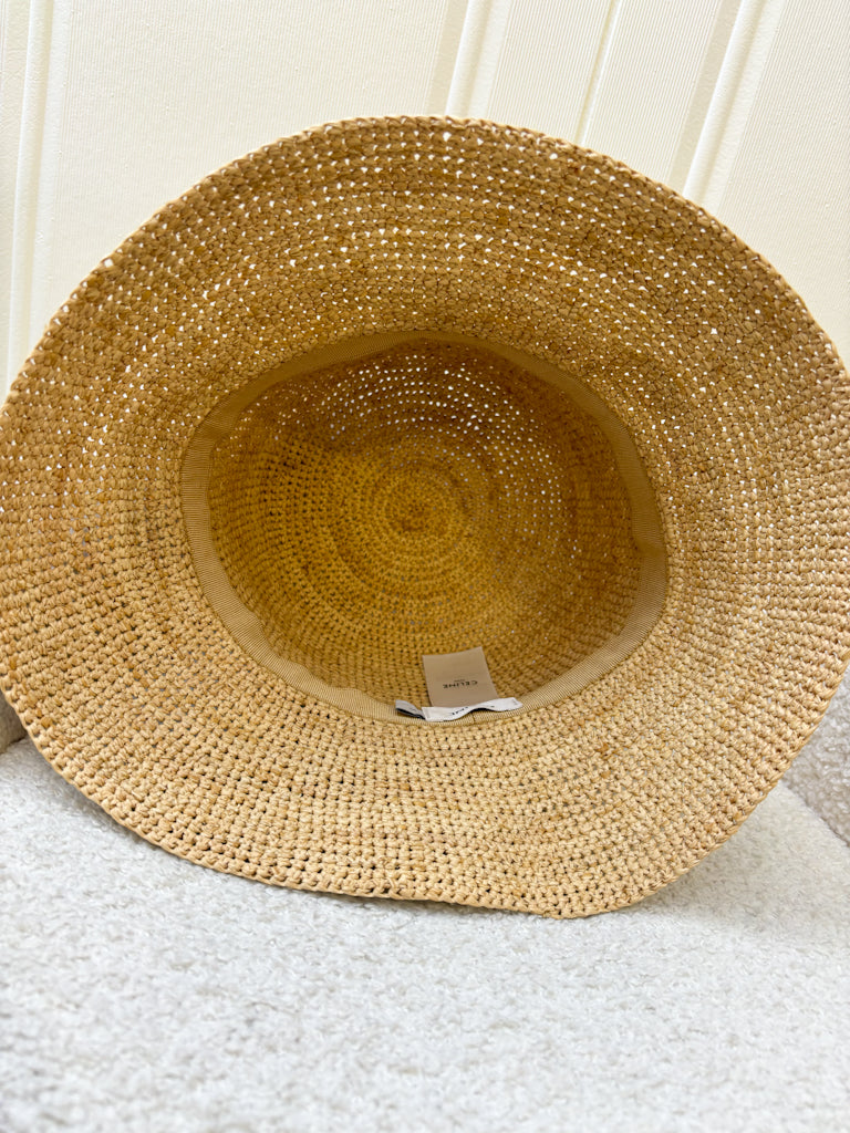 Celine Triomphe Bucket Hat in Raffia Small Size