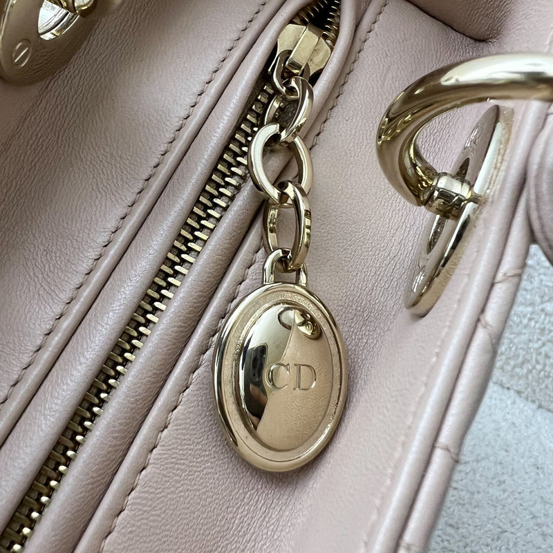 Dior Medium Lady Dior in Rose Beige Lambskin and LGHW (New Version with Adjustable Strap)