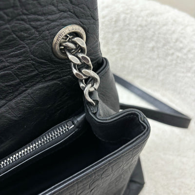 Saint Laurent YSL West Hollywood Flap Bag in Black Croc Embossed Leather and RHW