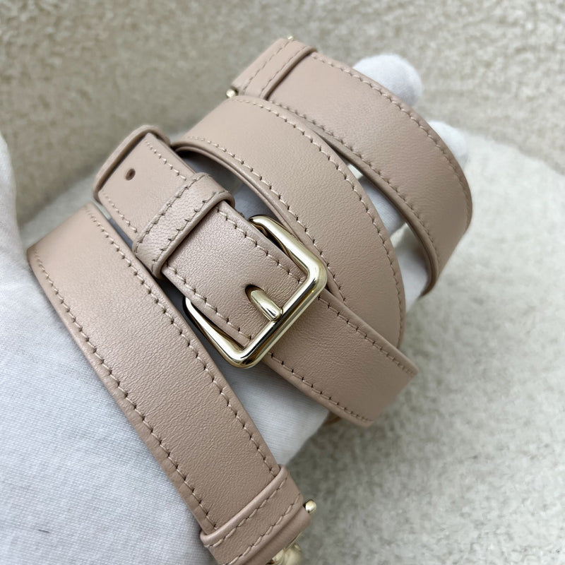 Dior Medium Lady Dior in Rose Beige Lambskin and LGHW (New Version with Adjustable Strap)