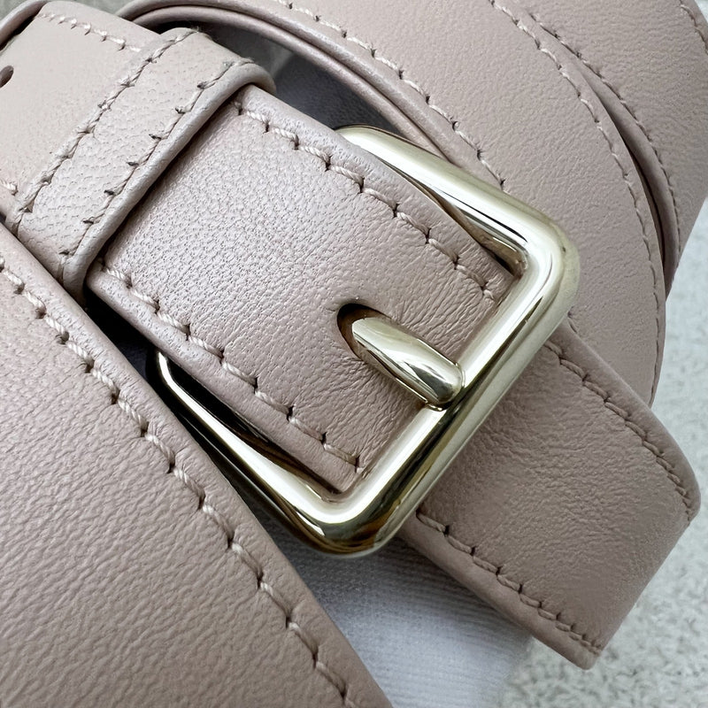 Dior Medium Lady Dior in Rose Beige Lambskin and LGHW (New Version with Adjustable Strap)