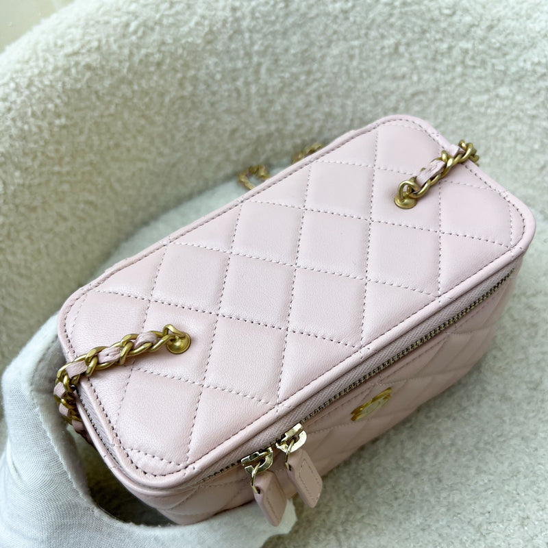 Chanel Pearl Crush Adjustable Chain Small Vanity in 24K Light Pink Lambskin and AGHW