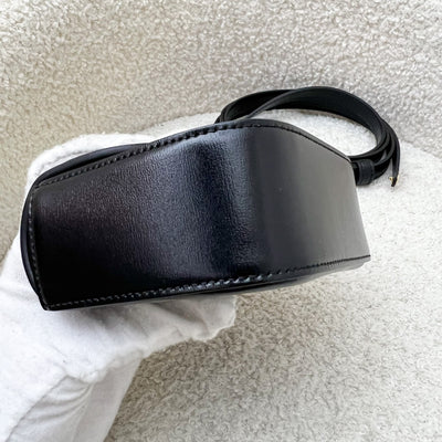 Celine Triomphe Mini Claude Flap Bag in Black Shiny Calfskin and GHW