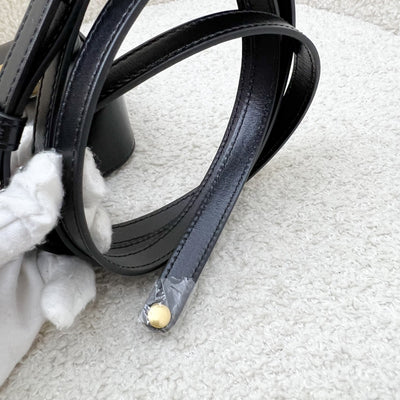 Celine Triomphe Mini Claude Flap Bag in Black Shiny Calfskin and GHW