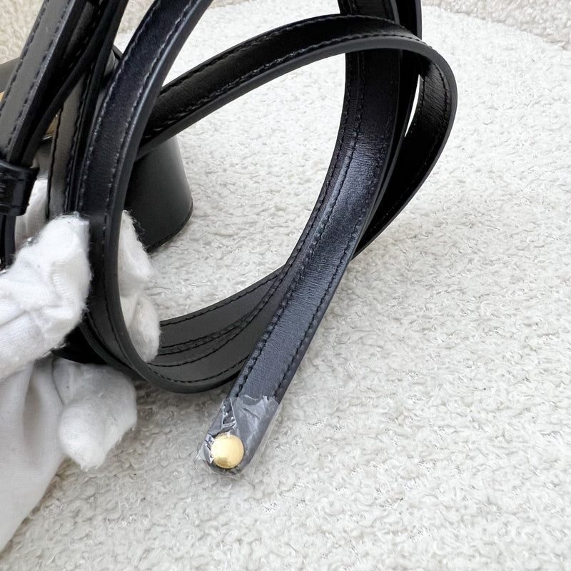 Celine Triomphe Mini Claude Flap Bag in Black Shiny Calfskin and GHW