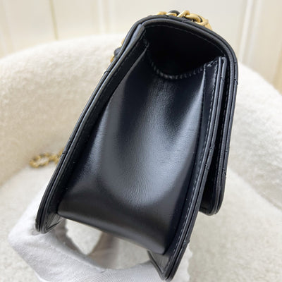 Chanel 24C Seasonal Double Chain Flap in Black Shiny Calfskin and AGHW (Model: AS2615)