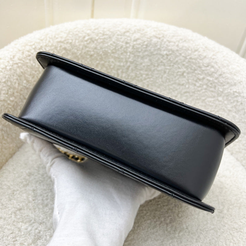 Chanel 24C Seasonal Double Chain Flap in Black Shiny Calfskin and AGHW (Model: AS2615)