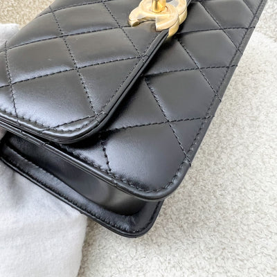 Chanel 24C Seasonal Double Chain Flap in Black Shiny Calfskin and AGHW (Model: AS2615)