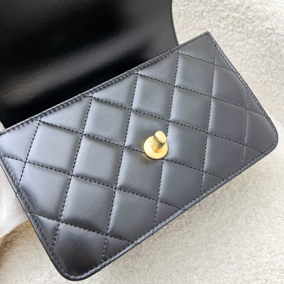 Chanel 24C Seasonal Double Chain Flap in Black Shiny Calfskin and AGHW (Model: AS2615)
