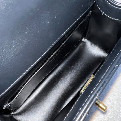 Chanel 24C Seasonal Double Chain Flap in Black Shiny Calfskin and AGHW (Model: AS2615)