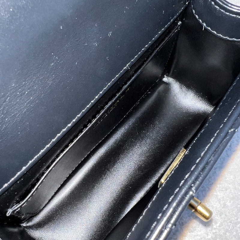 Chanel 24C Seasonal Double Chain Flap in Black Shiny Calfskin and AGHW (Model: AS2615)