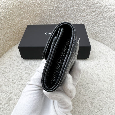 Chanel Classic Snap Card Holder in Black Caviar and GHW