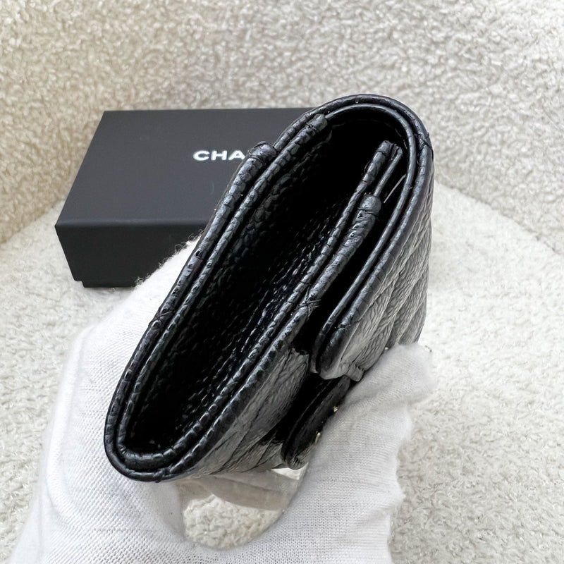 Chanel Classic Snap Card Holder in Black Caviar and GHW