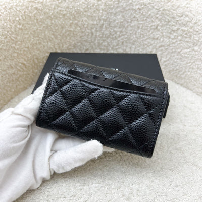 Chanel Classic Snap Card Holder in Black Caviar and GHW