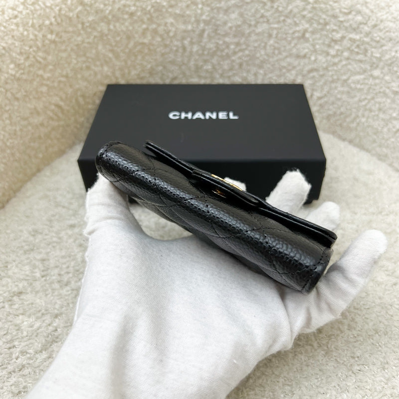 Chanel Classic Snap Card Holder in Black Caviar and GHW