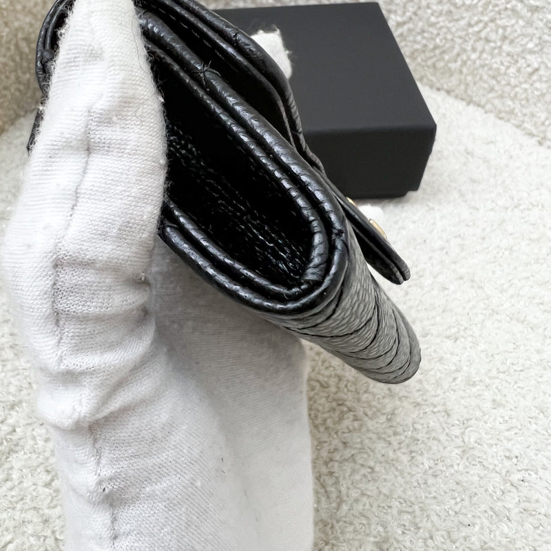 Chanel Classic Snap Card Holder in Black Caviar and GHW
