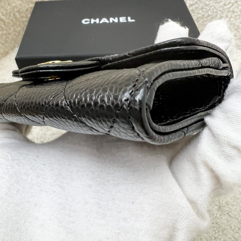 Chanel Classic Snap Card Holder in Black Caviar and GHW