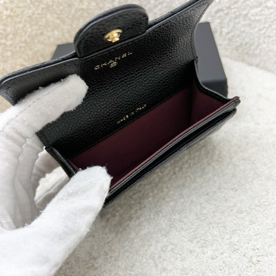 Chanel Classic Snap Card Holder in Black Caviar and GHW