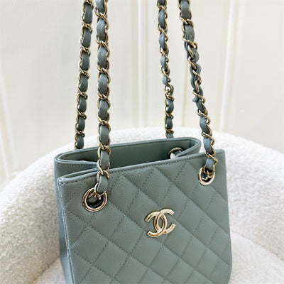 Chanel Bucket Bag in 23C Seafoam Grey (Green) Caviar LGHW