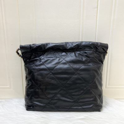 Chanel 22 Small Hobo Bag in Black Shiny Calfskin and AGHW