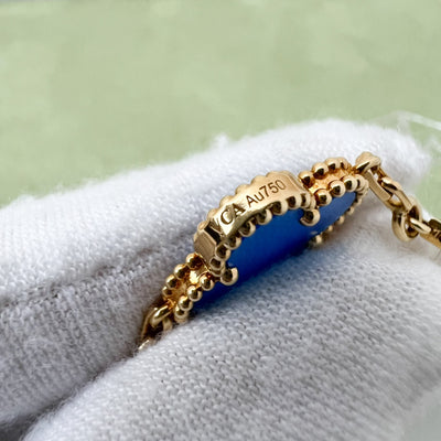 Van Cleef & Arpels VCA Vintage Alhambra 5 Motifs Bracelet with Blue Agate in 18K Yellow Gold (Ref: VCARP34900)