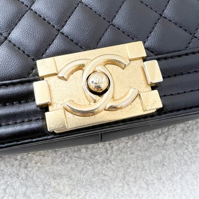 Chanel Medium 25cm Boy Flap in Black Lambskin and AGHW