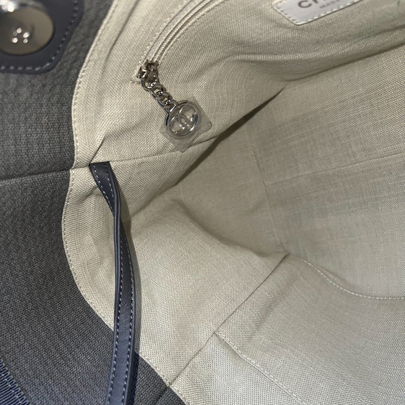 Chanel Small Deauville Shopping Tote in Grey Fabric, Grey Leather and SHW